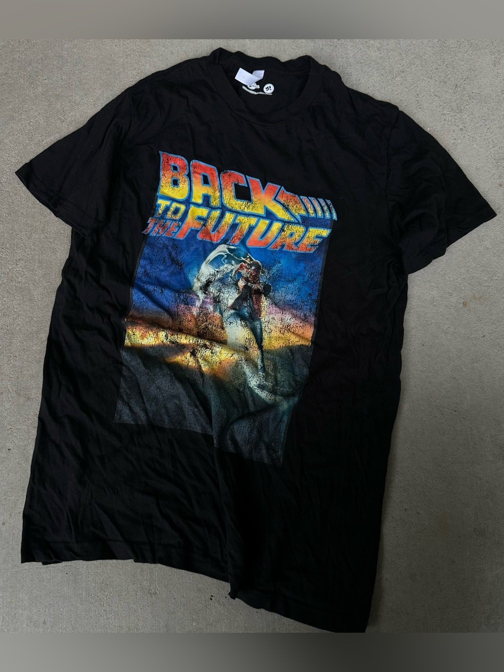Zuni Sportswear Back to the Future Black Graphic Crew Neck T-Shirt Mens Medium